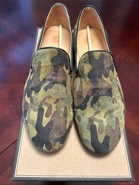 Men's Camouflage Suede Slip-On Loafers - Olive Camo